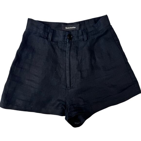 Reformation Pants - Reformation Black Linen Shorts Women's 0 Minimalist Summer Resort Vacation Euro